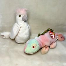 Iggy The Cockatoo & Kuku The Iguana TY Beany Babies Collection Retired Plush