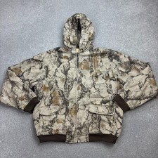 RealTree Jacket Womens Medium Brown Workwear Camo Canvas Hunting Hood Coat Lady*