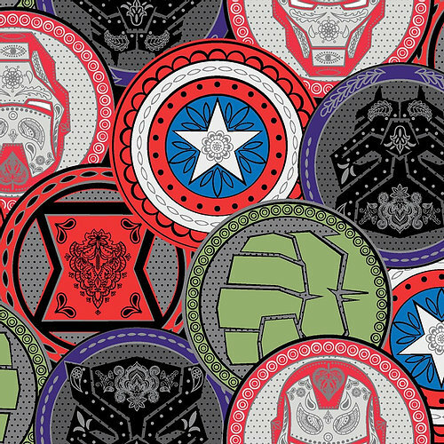 Marvel coins cotton fabric - marvel,