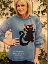 Halloween Knitting Pattern Joanna Lumley 4 Ply Black Cat sweater spooky 