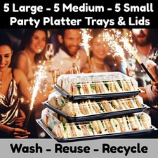 Caterline Catering Platter Trays & Lids, Parties - 5 Small, 5 Medium & 5 Large