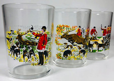 Horse Fox Hunt 3 Glasses vtg