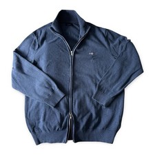 Gant Blue Cotton Piqué Zip Cardigan With Zip & logo 2XL