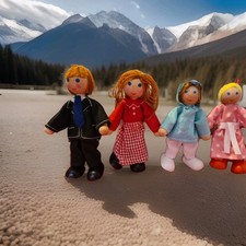 Set of 4 Wooden Posable Dolls