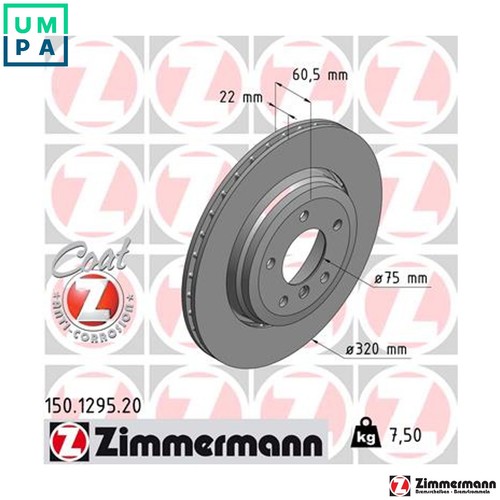 Brake disc 150 1295 for - disc, 150.1295.20