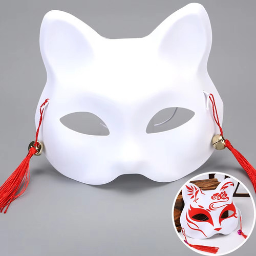 Halloween cat face - face, white