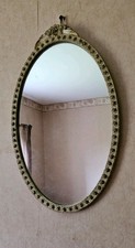 Aisona- Vintage Cream and Gilt Decorated Framed Wall Mirror In Good Condition.