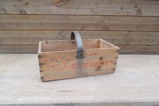 Vintage Guernsey Isle O Sun wooden tomato crate box basket caddy trug