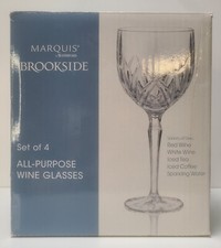 Set of 4 Marquis by Waterford Brookside Crystal Wine Glasses in Original Box