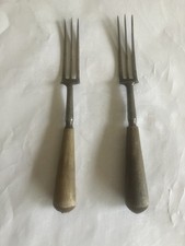 2 Vintage Antique Steel 3 Tine