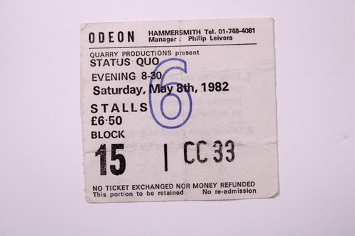 Status quo concert ticket - quo,