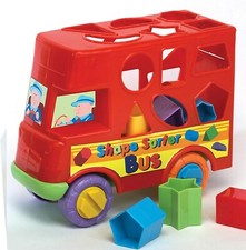 PUSH ALONG BUS SHAPE SORTER KIDS CHILDRENS TOY GIFT RED BUS