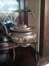 Antique Silver Plated Spirt Kettle On Stand..............