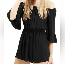 Topshop Black Romper Ruffled