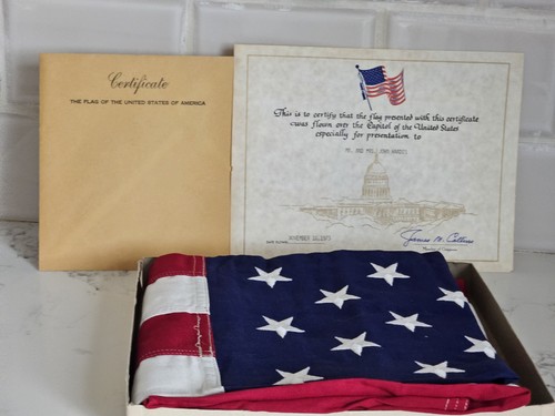 Vintage 1975 flag flown over - vintage,