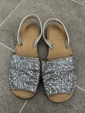 Avarca Menorquina Silver Women’s Glittery Sandals Size 6 Or 39