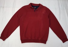 MELKA SIZE SMALL S MENS RED COTTON BLEND LONG SLEEVE POLO NECK PULLOVER JUMPER