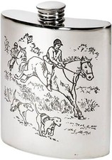6oz Pewter Hip Flask Embossed