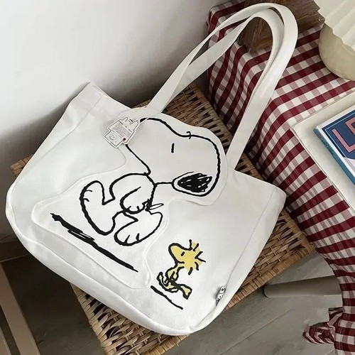 Snoopy canvas shoulder - snoopy, tote