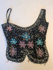 Black Little Tann Top With Sequinned Flowers One Small Strap One Large 8 Dancing