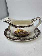 Royal Worcester Group - Palissy Game Series - Gravy Sauce Boat & Saucer Vintage 