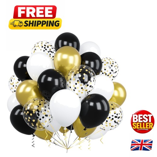Pcs black gold balloons - black,