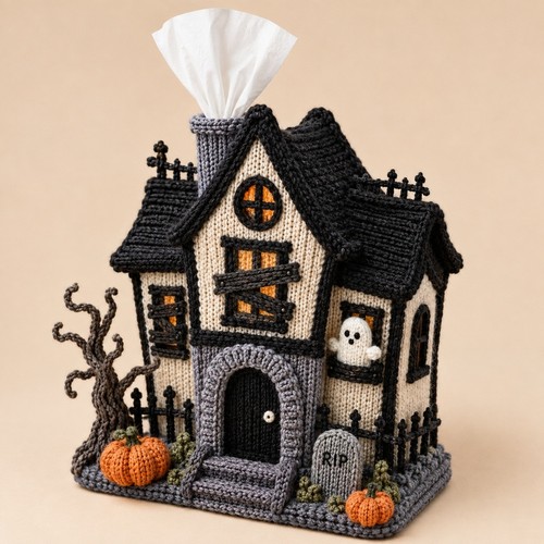 Haunted house tissue box cover - tissue,