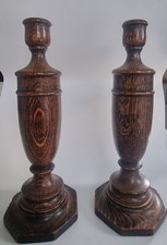 Oak Candlesticks Edwardian Baluster Shape.