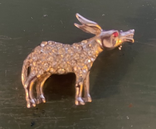 Vintage rhinestone donkey - rhinestone, pin