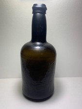1780-1820 Crude Whittled Antique Black Glass Mallet Bottle Sand Pontil Base!