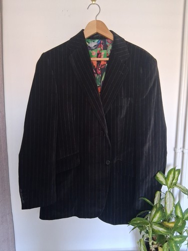 Black velvet pin stripe - black,