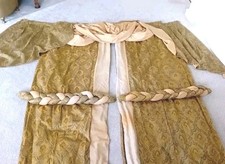 Curtains Pair With Swags & Tails & Tiebacks L 83" & W 110"  Each Gold & Green