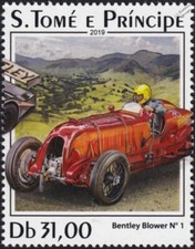 BENTLEY BLOWER No.1 4½ Litre Racing Car Automobile Stamp (2019 Sao Tome)