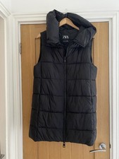 ZARA Black Padded Hooded Midi