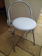 Folding Chair With White Seat And Low Back, Aluminium Tubular Frame