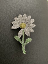 Large Silver Coloured Sunflower Brooch