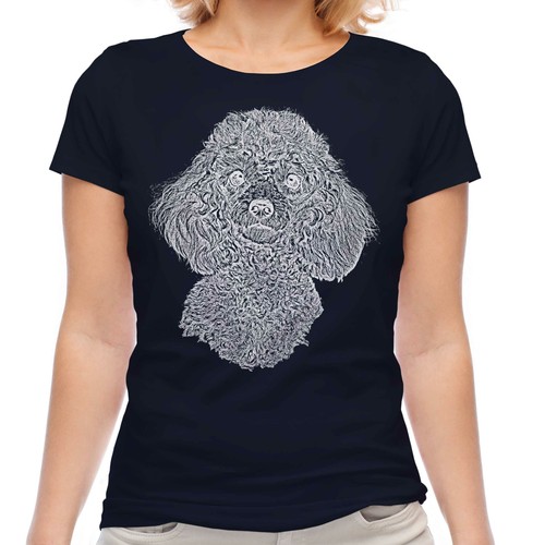 Poodle sketch ladies printed - poodle,