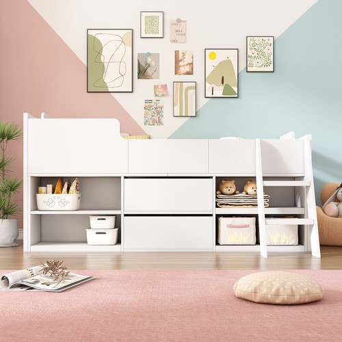 Kids wooden cabin bed mid - wooden,