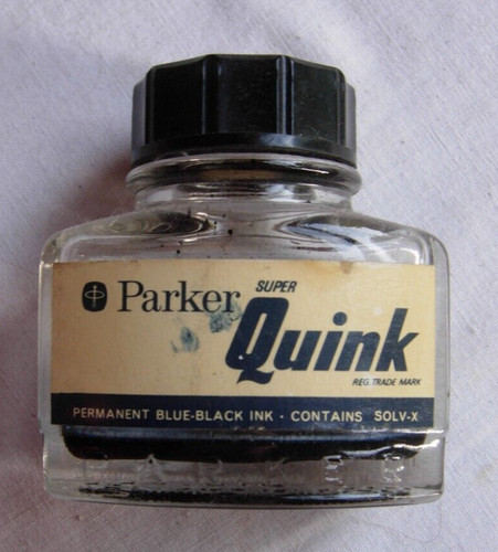 Vintage empty quink ink - quink, bottle