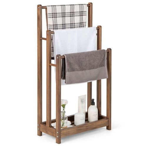Freestanding wood towel rack - freestanding,