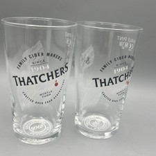2 X New Thatchers 1/2 Half Pint Glasses Pub bar Mancave Etched Apple Design