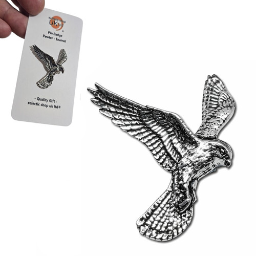 Kestrel pewter pin badge - pewter,