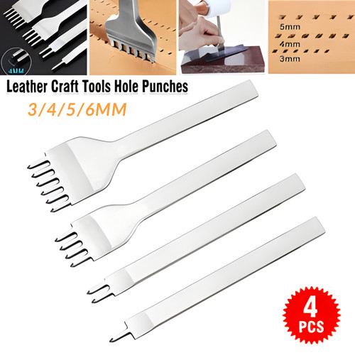 4pcs leather prong - leather, punch