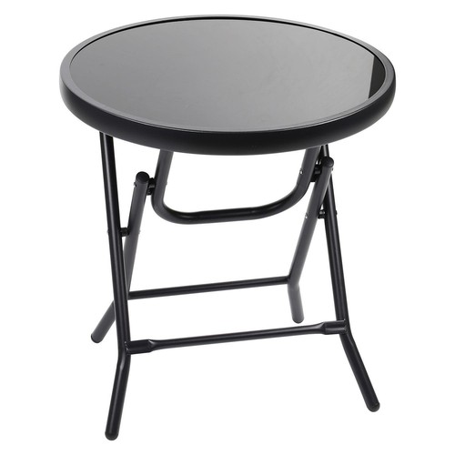 Folding round side table - folding, steel
