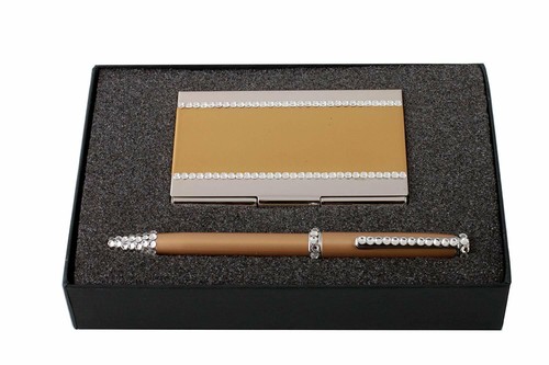 Gold metal ball pen - and, card
