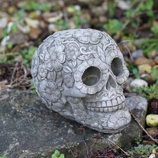 Floral Skull Stone Statue |