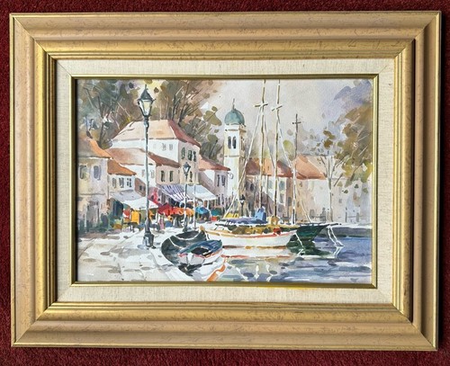 Framed watercolour european - watercolour,