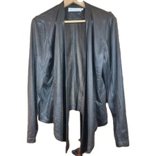 Women’s Faux Leather Waterfall Jacket Capri Collection Size XL  Brown Soft Touch