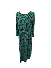 Roman Black Green Mix Long Dress Size 14 Long Sleeve Viscose Women’s 