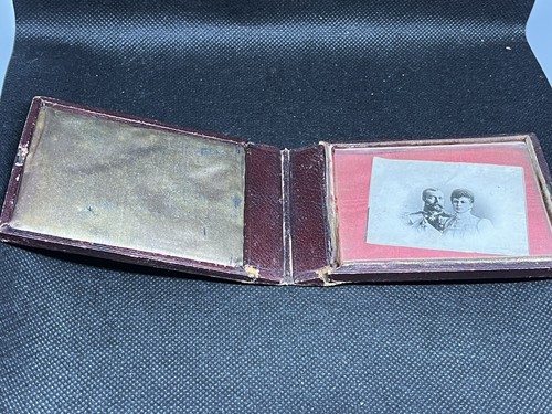 Leather photo frame - leather, antique